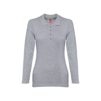 Рубашка-поло женская BERN WOMEN, д/р, серый меланж, M, 85% хлопок, 15% вискоза, плотность 210 г/м2