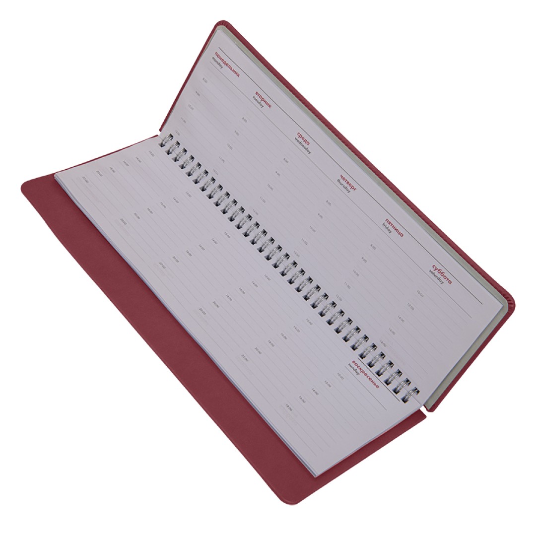 Планинг недатированный Bliss,  бордовый, белый блок, без обреза