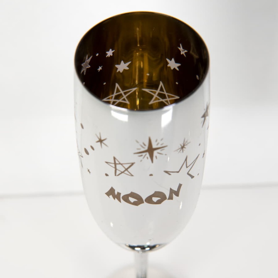 Бокалы для шампанского MOON&SUN (2шт), золотой и серебяный, 26,5х25,3х9,5см, стекло