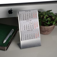 Календарь настольный на 2 года, серебристый, размер 23*10,5 см,сталь,