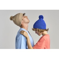 Шапка вязаная  двойная Wind-S, с отворотом и помпоном, белый, 100% переработанный полиэстер