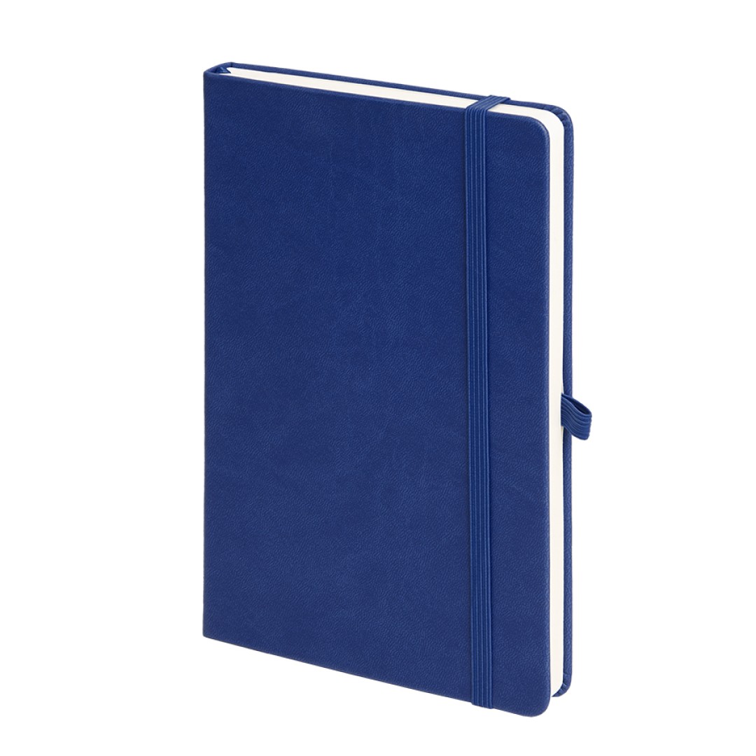 Бизнес-блокнот "Justy", 130*210 мм, темно-синий,  тв. обложка,  резинка 7 мм, блок-линейка