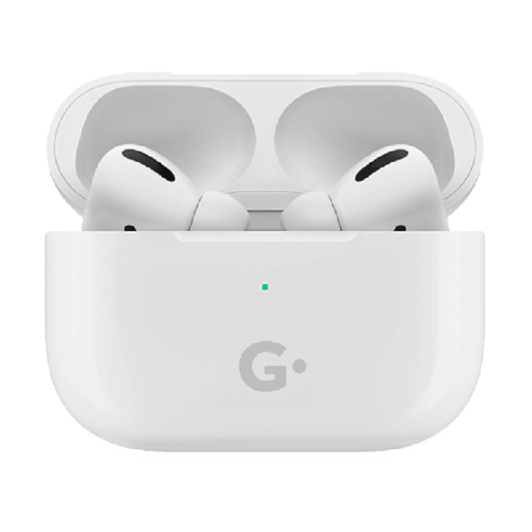 Наушники беспроводные GEOZON G-PRO, с зарядным боксом, с беспроводной зарядкой, белые