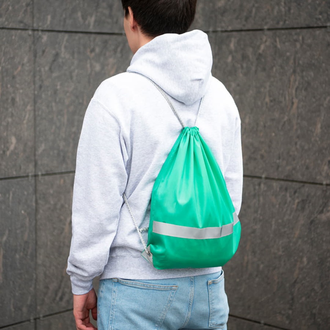 Рюкзак мешок со светоотражающей полосой RAY, голубой, 35*41 см, полиэстер 210D