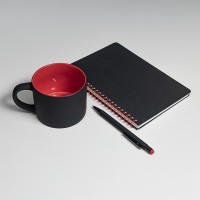 Набор подарочный FLAME: блокнот, ручка, кружка, черный/красный