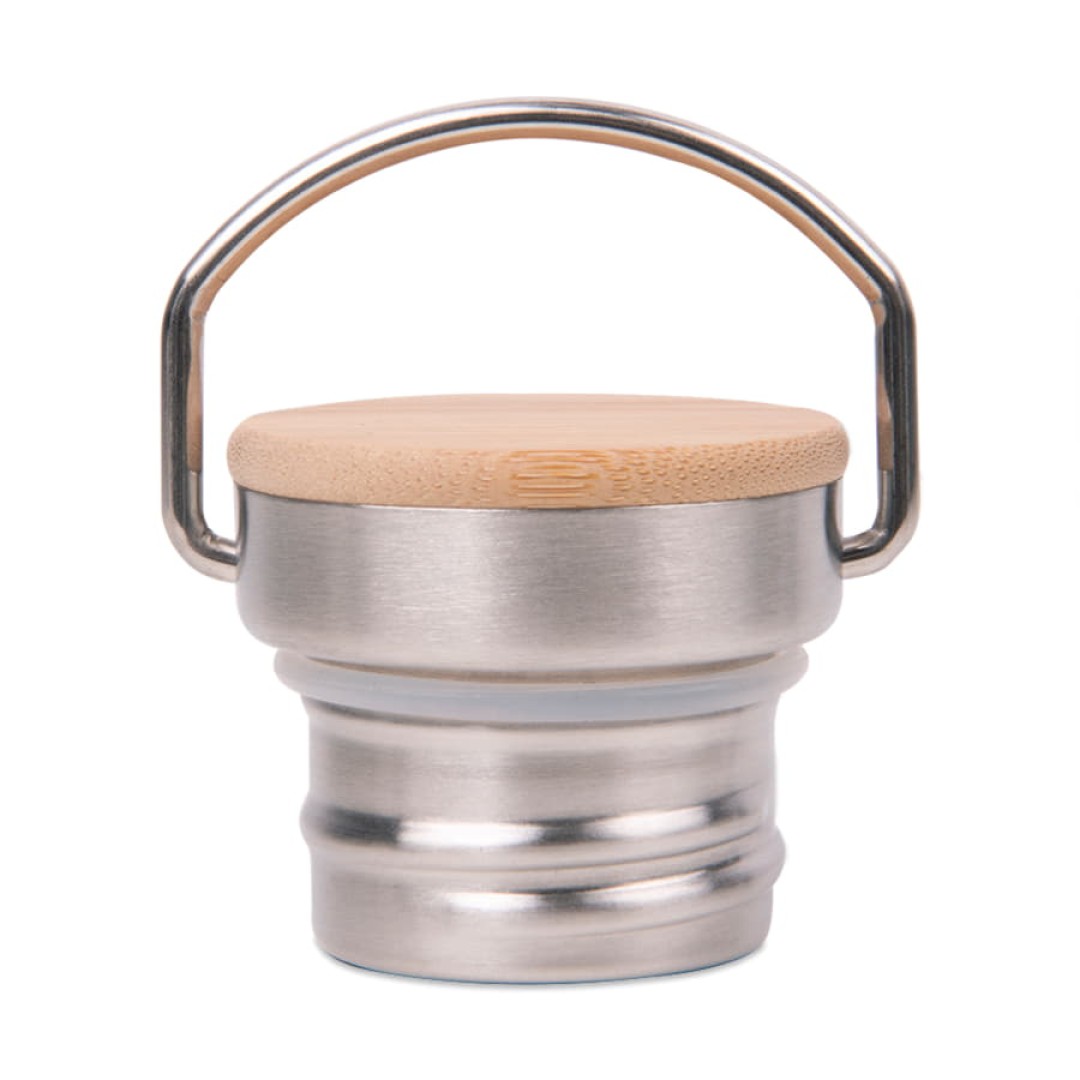 Бутылка для воды DISTILLER, 500мл. белый, нержавеющая сталь, бамбук