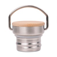 Бутылка для воды DISTILLER, 500мл. белый, нержавеющая сталь, бамбук