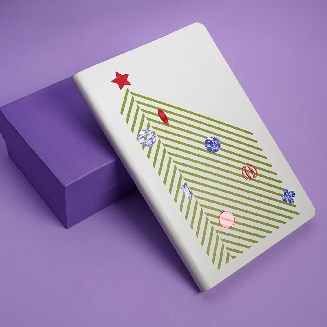 Бизнес-блокнот FUNKY SNOW, 130*210 мм, белый с оранжевым форзацем, мягкая обложка, блок в точку