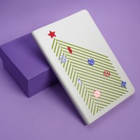 Бизнес-блокнот FUNKY SNOW, 130*210 мм, белый с оранжевым форзацем, мягкая обложка, блок в точку