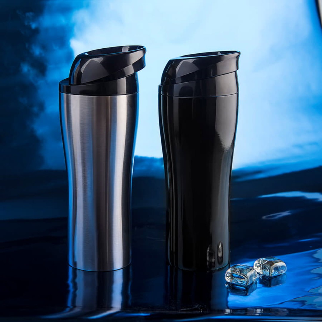 Термокружка вакуумная "Click": стальная, 400 мл, серебро