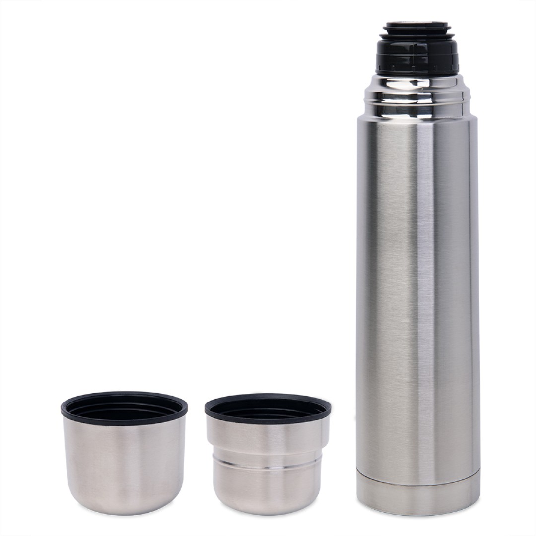 Термос с двумя кружками, D=8 см, H=34,2 см, 1000 мл, металл