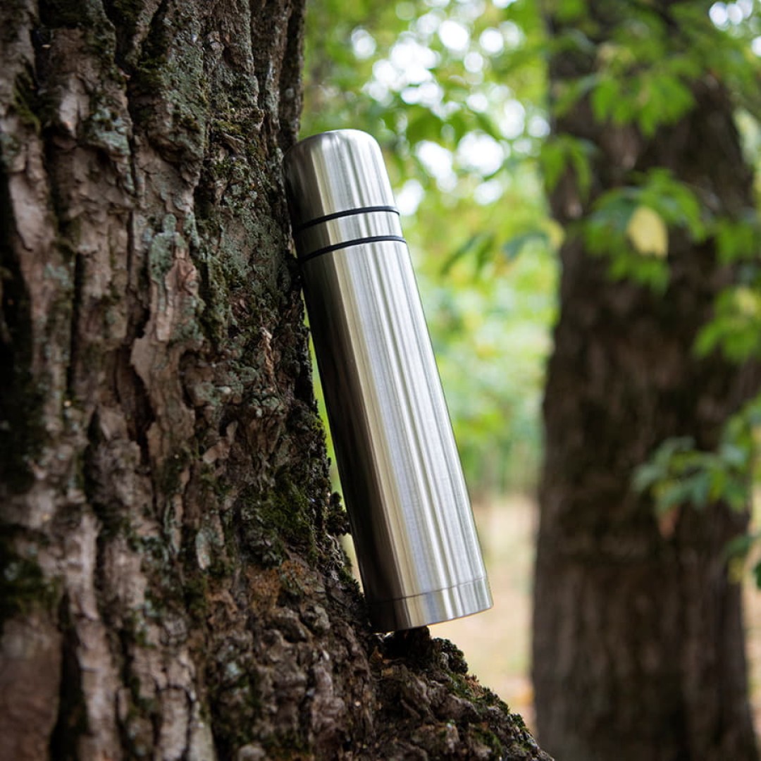 Термос с двумя кружками, D=8 см, H=34,2 см, 1000 мл, металл