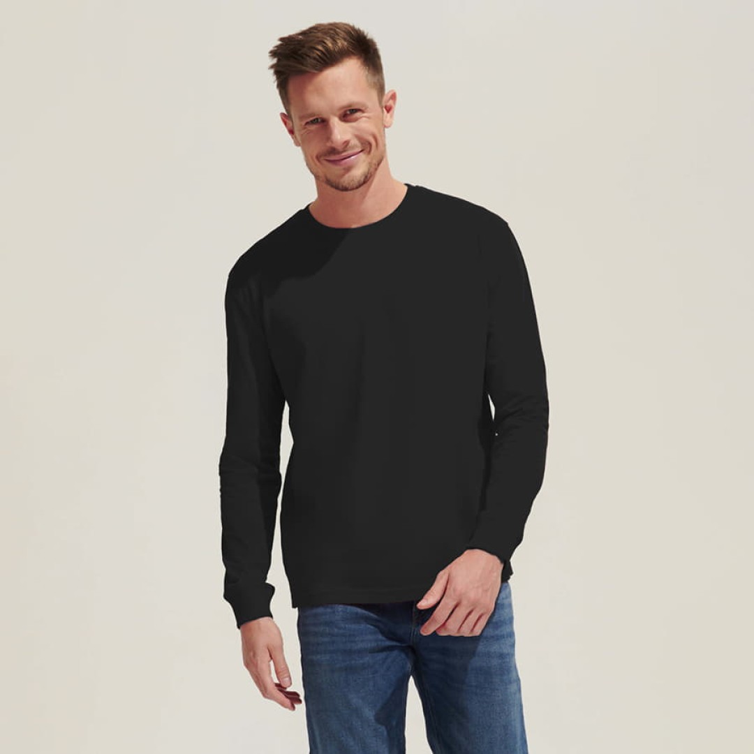 Футболка мужская PIONEER Long Sleeve,черный,S, 100% хлопок,175 г/м2