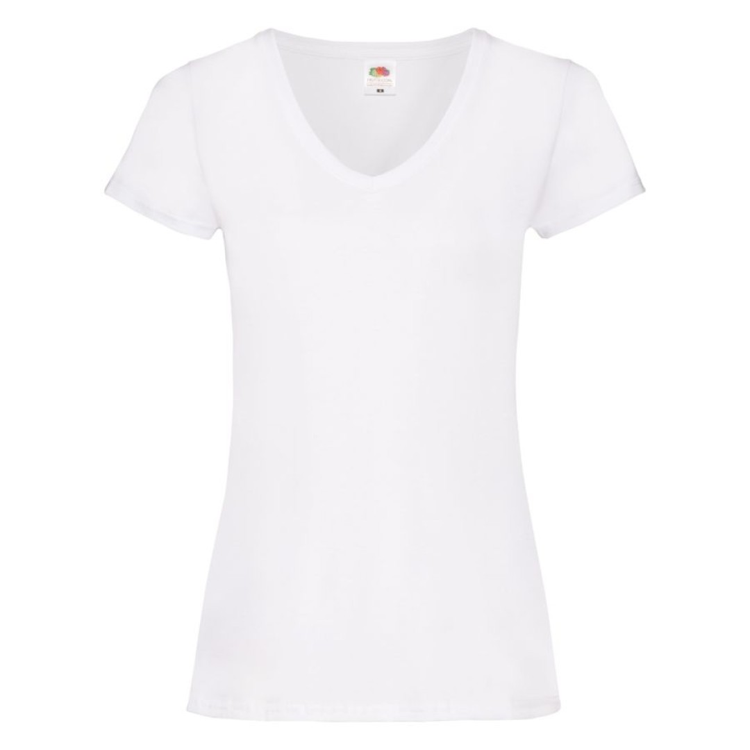 Футболка "Lady-Fit V-Neck T", белый_S, 95% х/б, 5% эластан, 200 г/м2