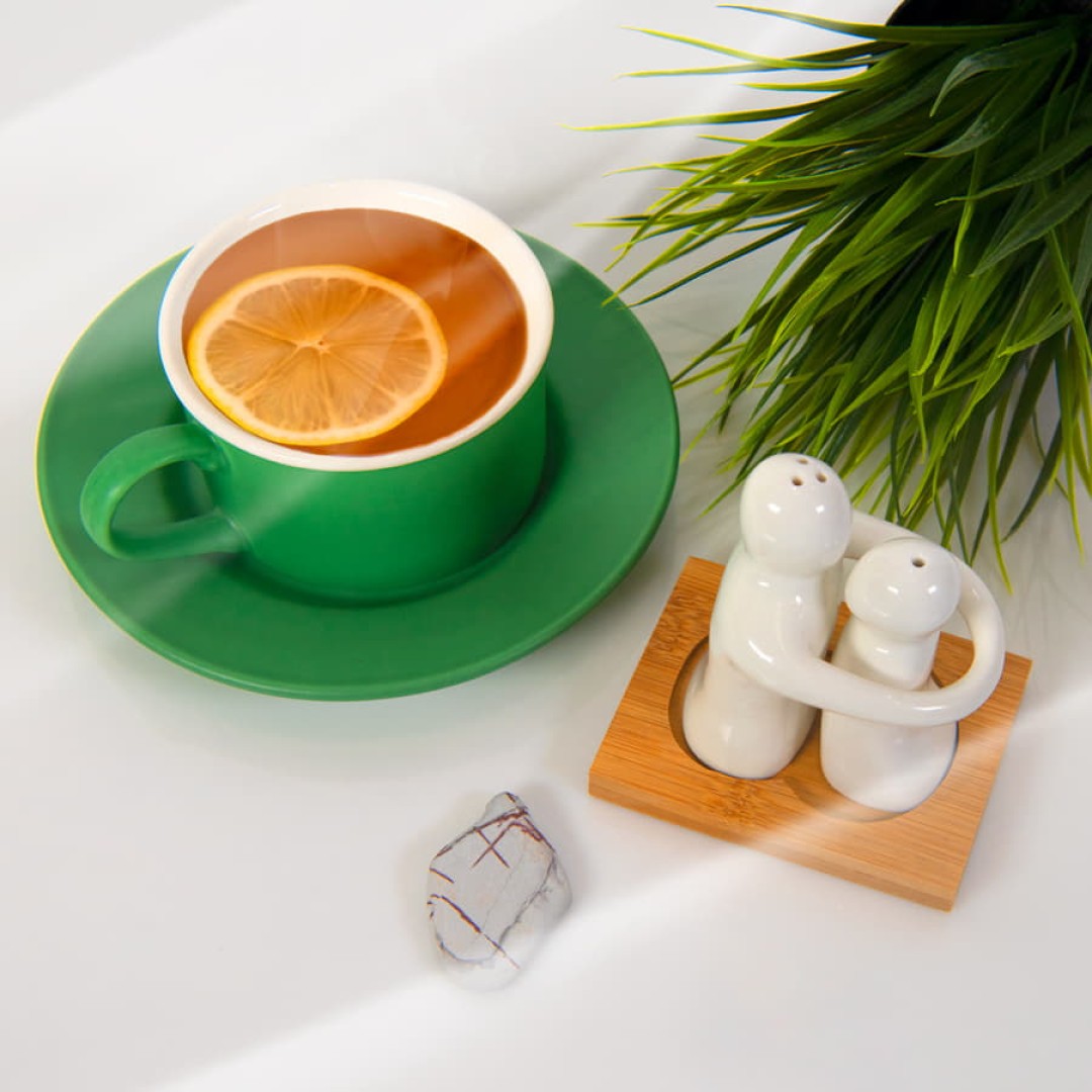 Чайная пара ICE CREAM, желтый с белым кантом, 200 мл, фарфор