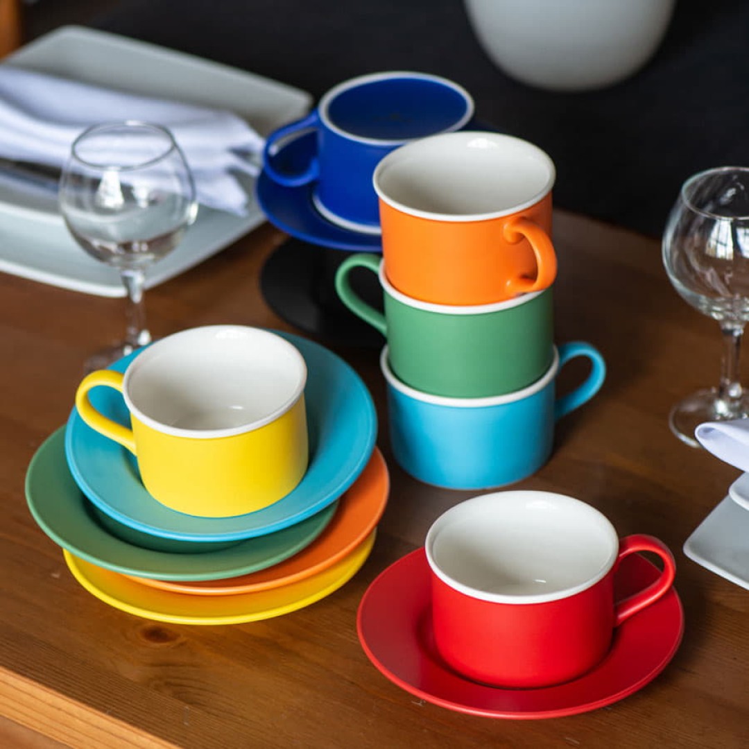 Чайная пара ICE CREAM, желтый с белым кантом, 200 мл, фарфор