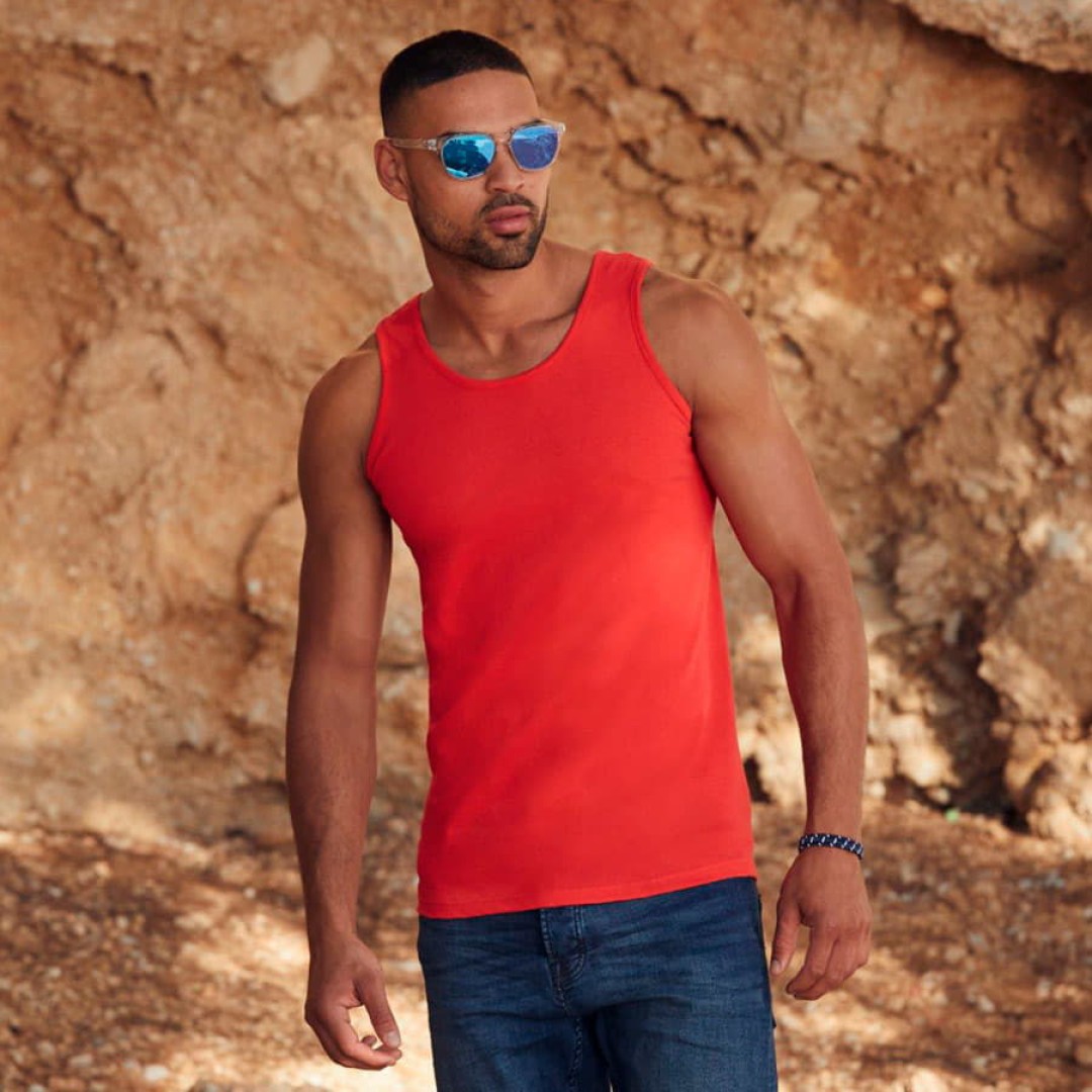 Майка мужская "Athletic Vest", черный_L, 100% х/б, 160 г/м2