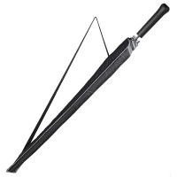 Зонт-трость "Reflect", механический, эпонж, чёрный со светоотражающей окантовкой в чехле с ручкой