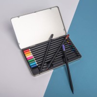 Цветные карандаши PROFESSIONAL, 12 цветов,  в металлической коробке, дерево