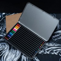 Цветные карандаши PROFESSIONAL, 12 цветов,  в металлической коробке, дерево