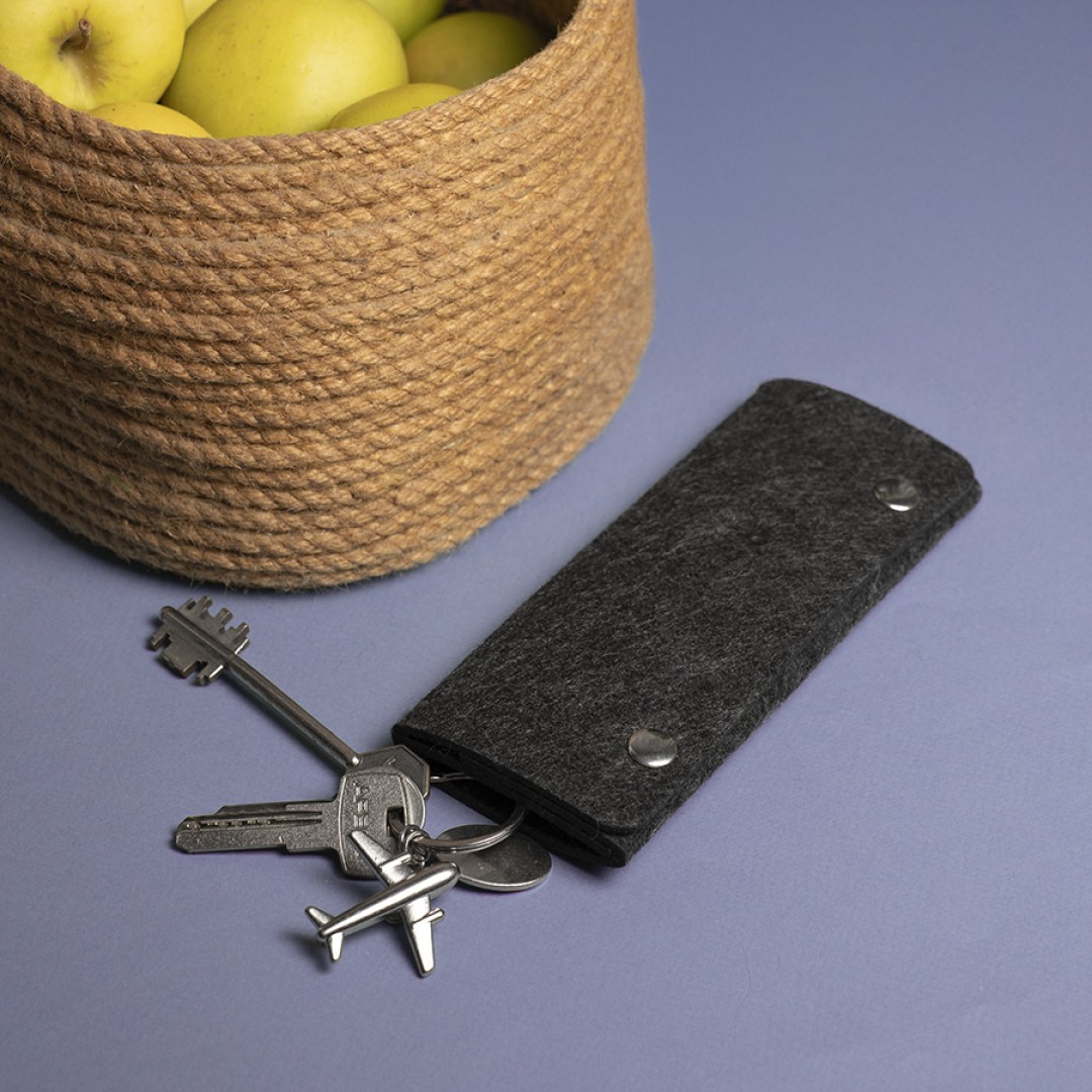 Ключница FELTY 10 х 17,3 см, темно-серый, RPET фетр