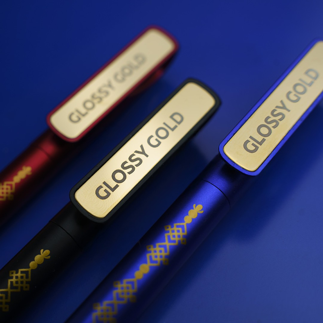 Ручка шариковая GLOSSY GOLD, черный металлик/золотой, пластик, металл