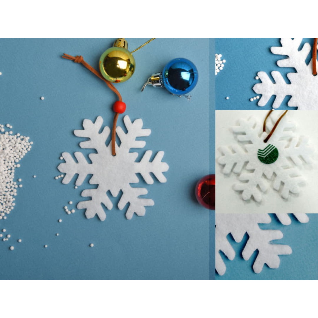 Украшение на елку  "Снежинка", 9х9х0,3см, фетр, шелкография