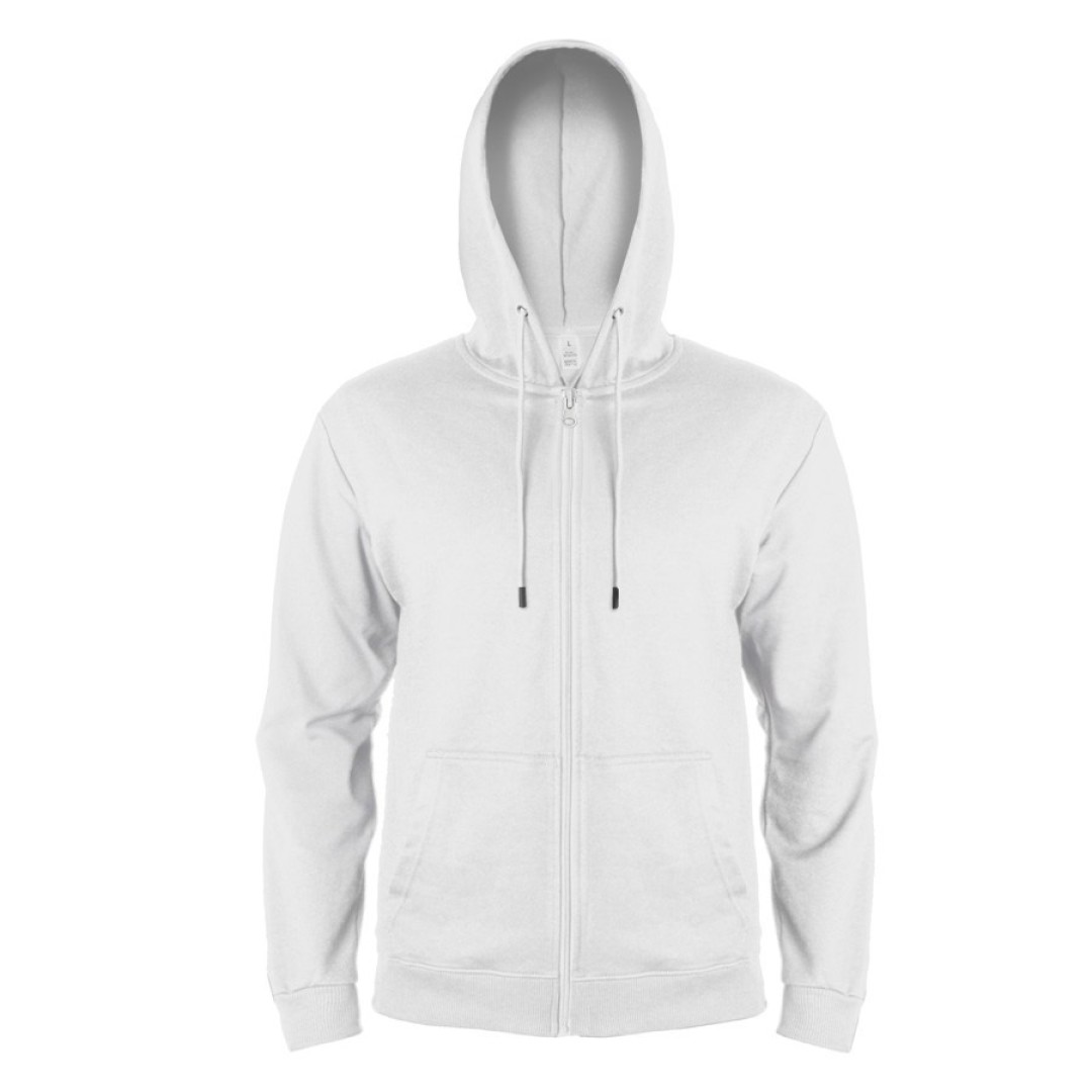 Толстовка мужская на молнии с капюшоном EVEREST, белый, S, 50 % хлопок, 50% полиэстер, 260 г/м2