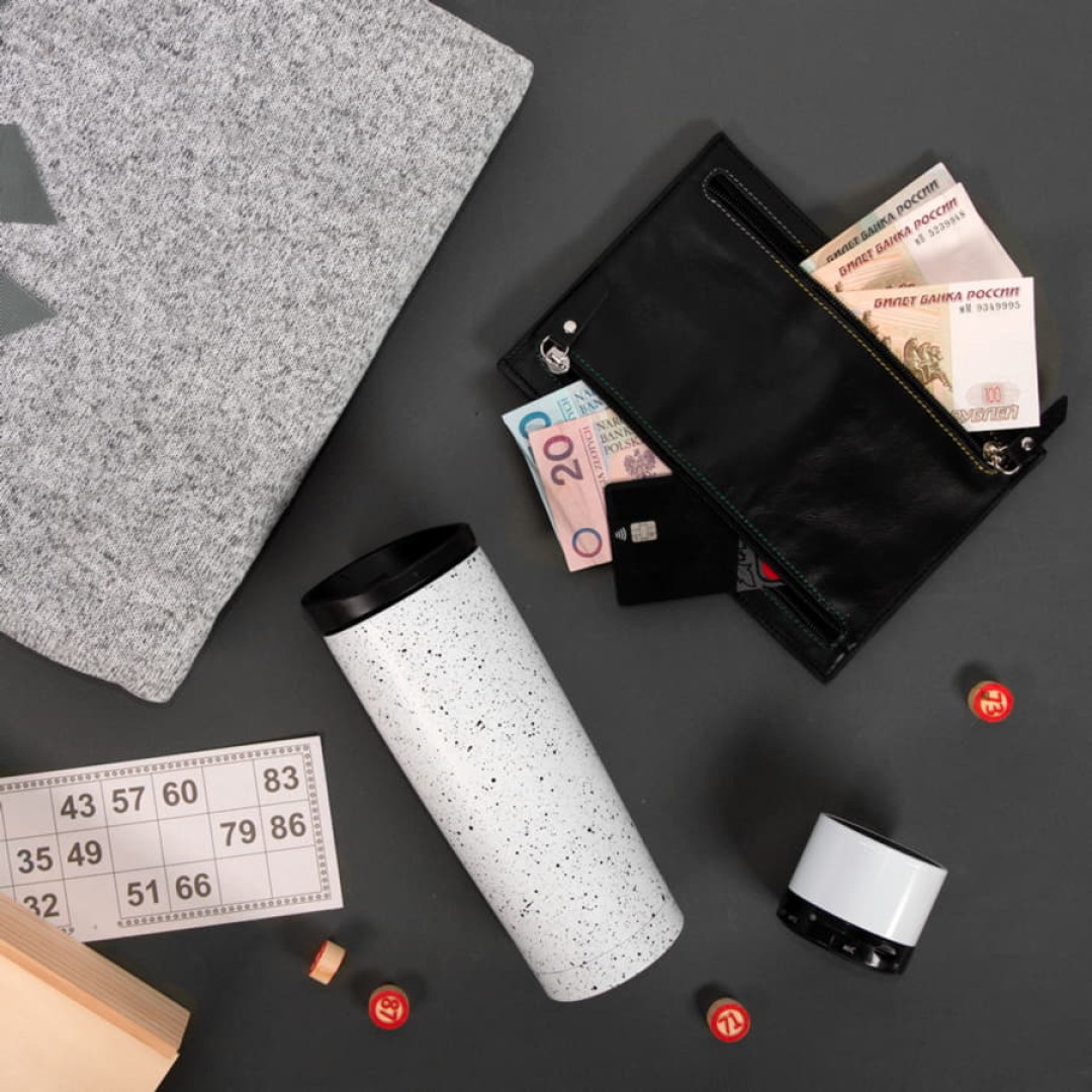 Термокружка вакуумная SPACE,  450 мл, белый, металл/пластик