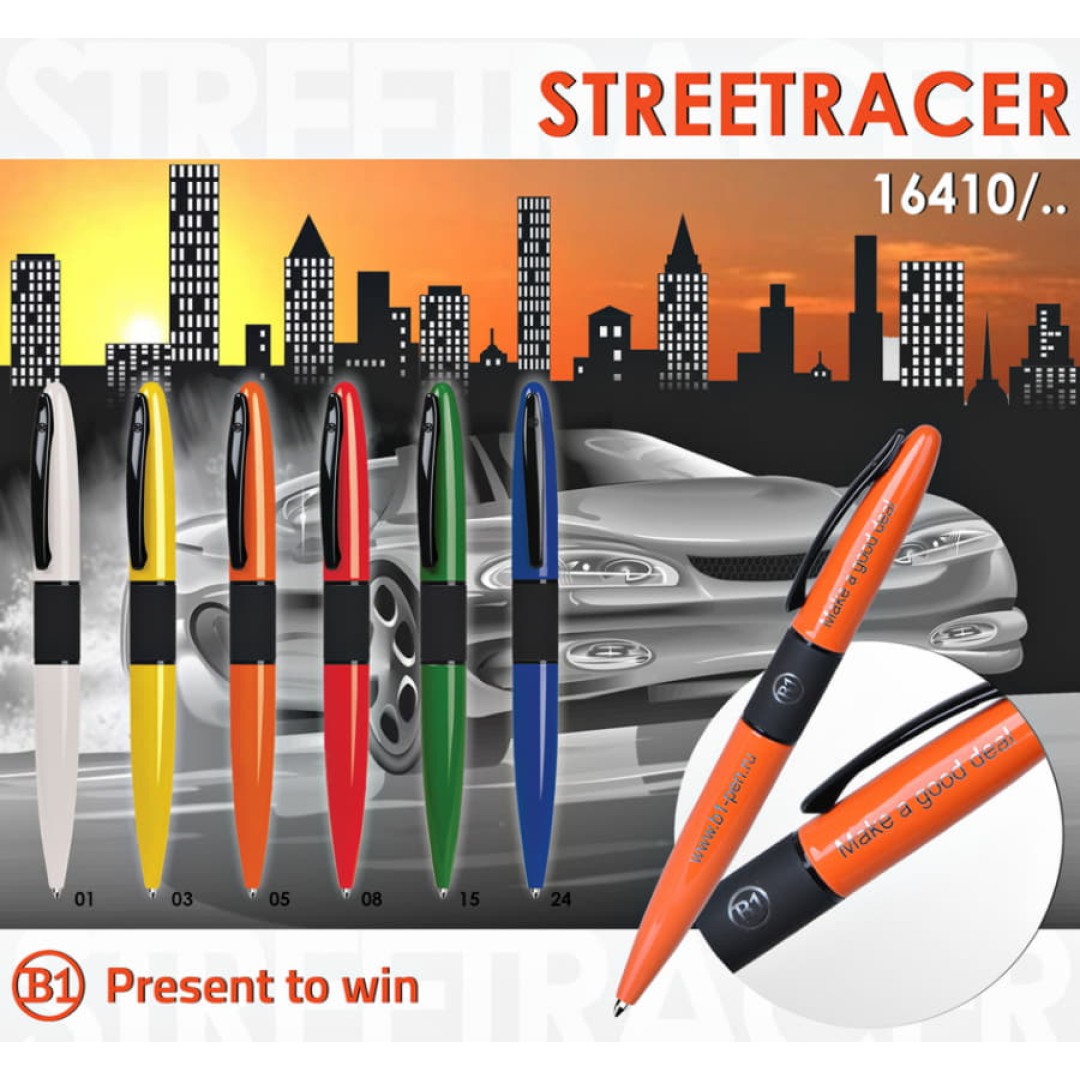 STREETRACER, ручка шариковая, желтый/черный, металл