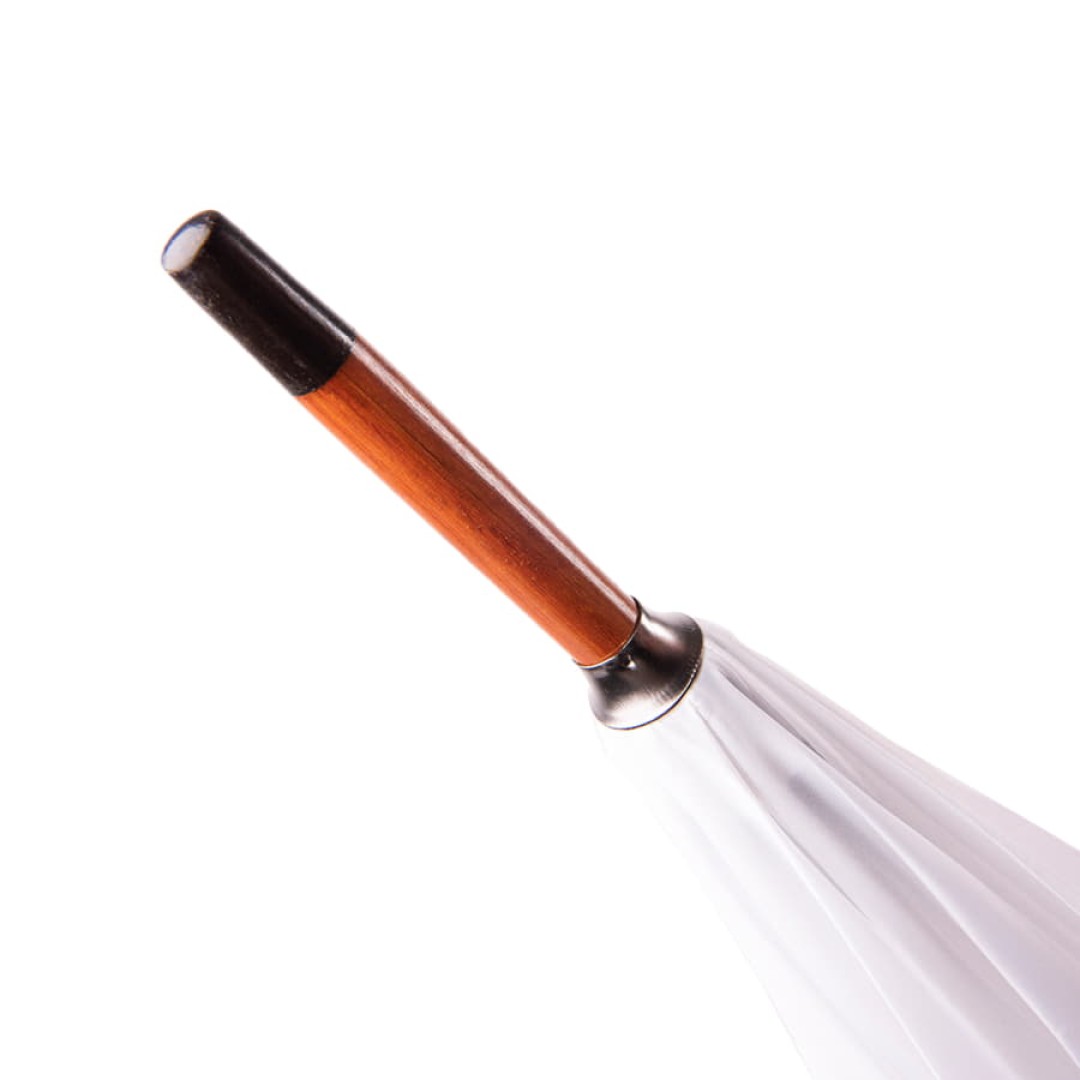 Зонт-трость с деревянной ручкой, полуавтомат, белый, D=103 см, L=90см, полиэстер