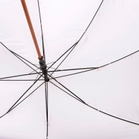 Зонт-трость с деревянной ручкой, полуавтомат, белый, D=103 см, L=90см, полиэстер