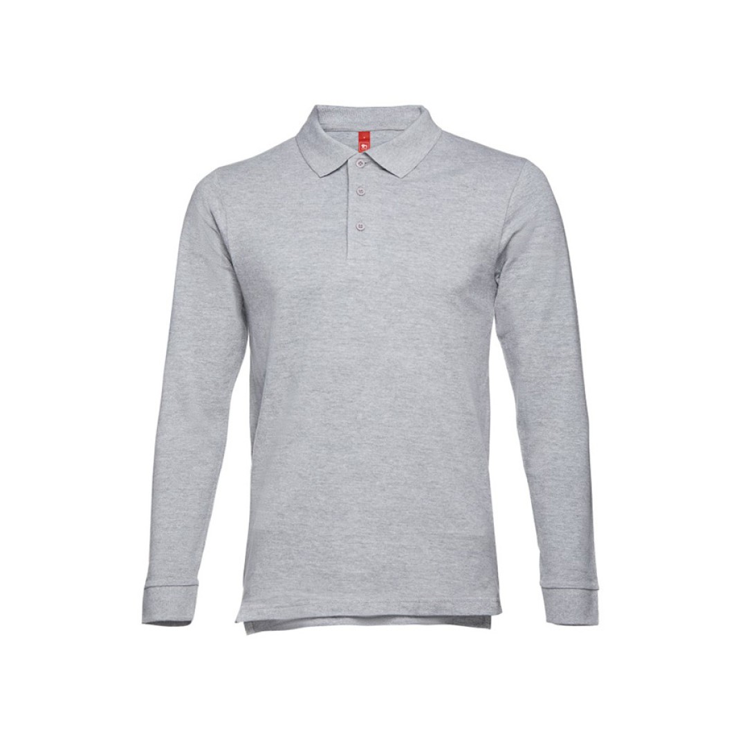 Рубашка-поло мужская BERN, д/р, серый меланж, 3XL, 85% хлопок, 15% вискоза, плотность 210 г/м2