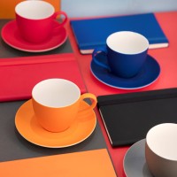 Чайная пара TENDER, 250 мл, оранжевый, фарфор, прорезиненное покрытие