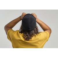 Шапка вязаная  двойная Wind-S, с отворотом и патчем, темно-синий, 100% переработанный полиэстер