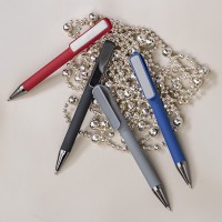 Ручка шариковая GLOSSY GUN с покрытием soft touch, красный/темно-серый, пластик, металл