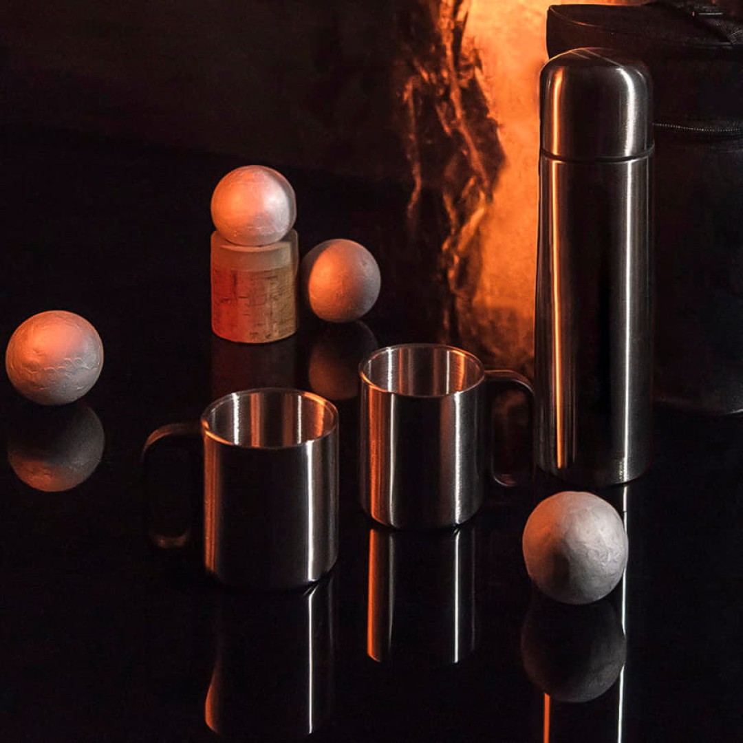 Термос, 2 кружки в чехле: 26х16х10 см, термос 500 мл, кружки 220 мл, металл, нейлон