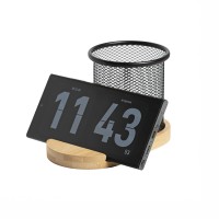 Подставка под телефон SATELLIT со стаканом для канцелярских принадлежностей, бежевый/черный,