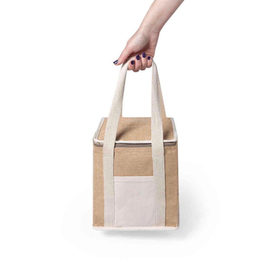 Термосумка PONIX,  23*21*16 см, 100% джут/хлопок, бежевый.