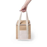 Термосумка PONIX,  23*21*16 см, 100% джут/хлопок, бежевый.