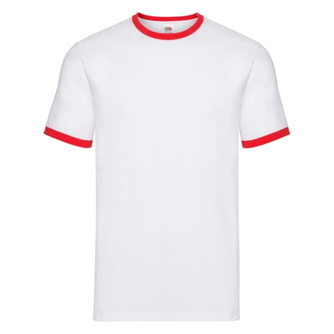 Футболка "Ringer T", белый с красным_2XL, 100% х/б, 160 г/м2