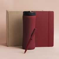 Набор подарочный OFFICEKIT: термос, ежедневник, ручка,  стружка, коробка, красный