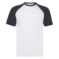 Футболка "Short Sleeve Baseball T", белый с глубоким темно-синим_L, 100% х/б, 160 г/м2