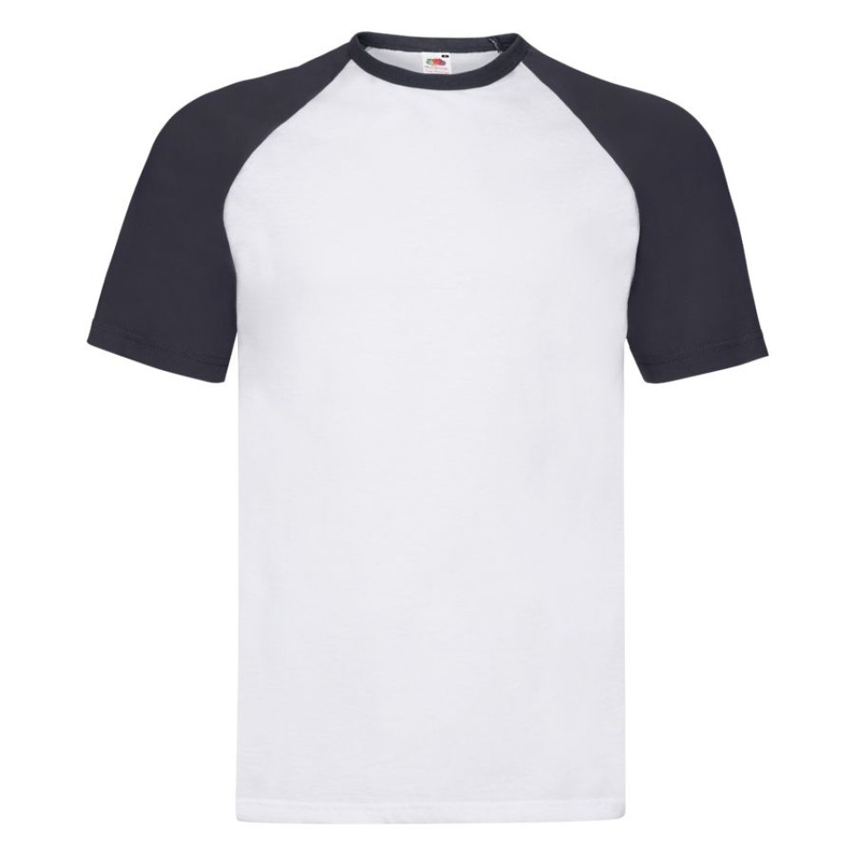 Футболка "Short Sleeve Baseball T", белый с глубоким темно-синим_L, 100% х/б, 160 г/м2