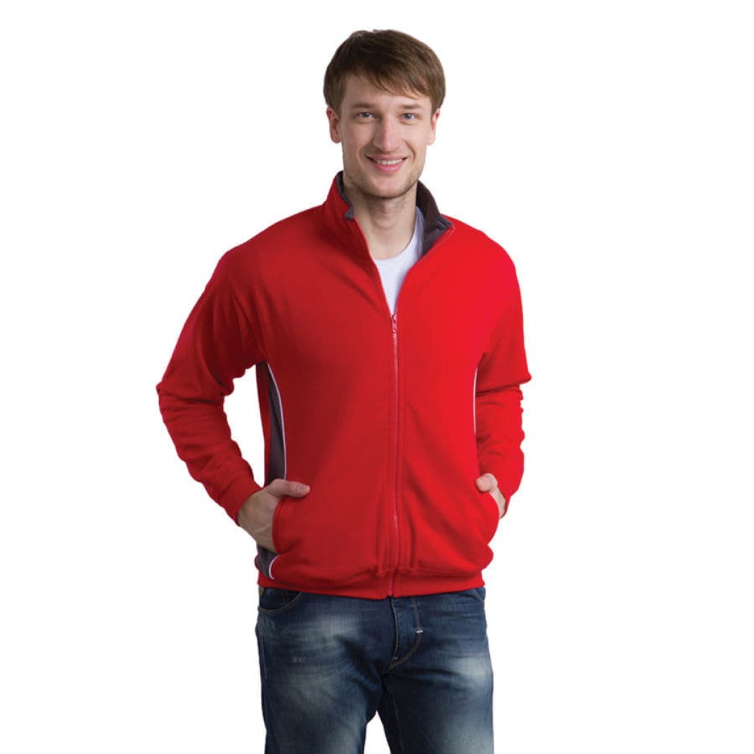Толстовка мужская "CAGLIARI", красный, серый_ XXL, 80% хлопок, 20% п/э, 280г/м2