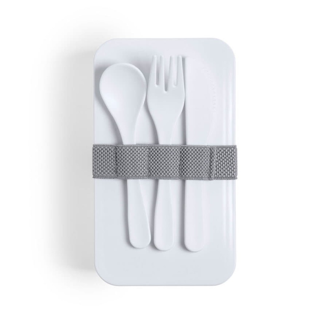 Ланч-бокс FANDEX, ложка, вилка нож в комплекте, 18,7х12,1х10,6см, 2х700мл, антибактериальный пластик