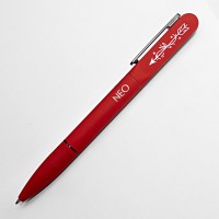 Ручка шариковая NEO с подсветкой после гравировки, soft touch, красный/темно-серый, металл/пластик