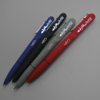 Ручка шариковая NEO с подсветкой после гравировки, soft touch, красный/темно-серый, металл/пластик