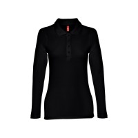 Рубашка-поло женская BERN WOMEN, д/р, чёрный, S, 100% хлопок, плотность 210 г/м2