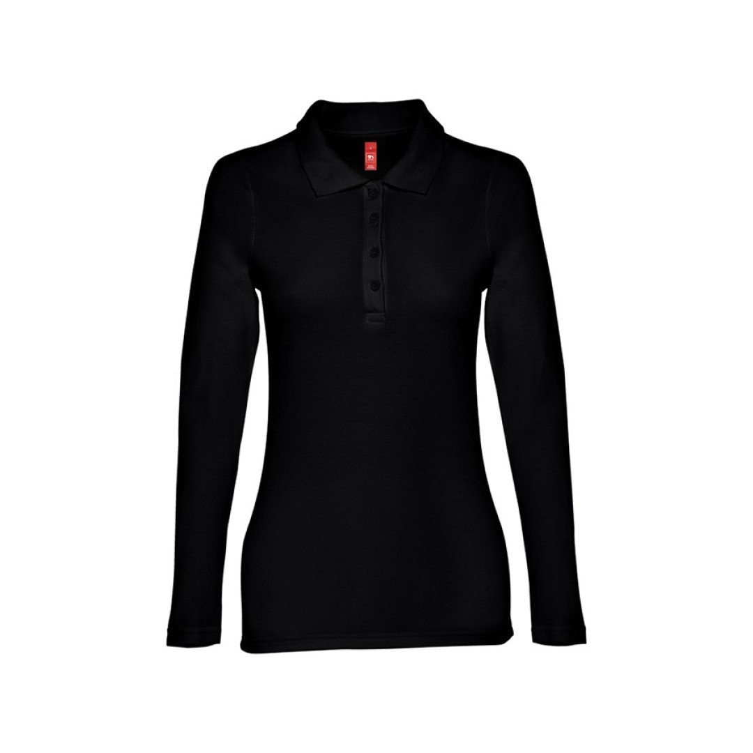 Рубашка-поло женская BERN WOMEN, д/р, чёрный, XL, 100% хлопок, плотность 210 г/м2